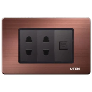Bộ ổ cắm đôi 2 chấu, điện thoại UTEN Series A8 theo bộ