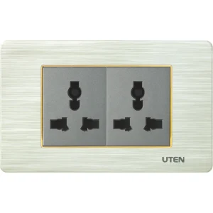Bộ 2 ổ cắm 3 chấu UTEN dùng cho đế âm chữ nhật V3.0, V7.0, V9.1, A8, Q120, W118