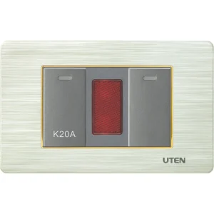 Bộ công tắc 20A, đèn báo, công tắc UTEN cỡ S dùng cho đế âm chữ nhật V3.0, V7.0, V9.1, A8, Q120, W118