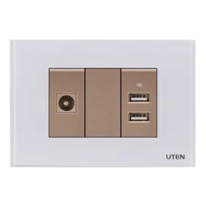 Bộ tivi, USB mặt kính UTEN Series Q120D màu vàng có đèn Led theo bộ