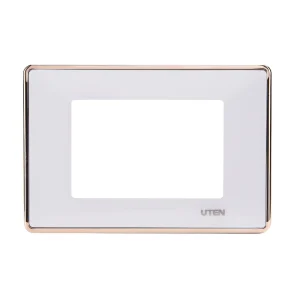 Mặt nhựa 3 thiết bị UTEN màu A Series Q120D màu vàng có đèn Led chi tiết