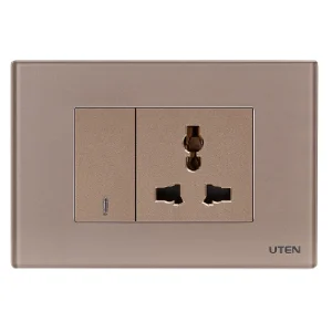 Công tắc và ổ cắm 3 chấu UTEN Q120 dùng cho đế âm chữ nhật V3.0, V7.0, V9.1, A8, Q120, W118