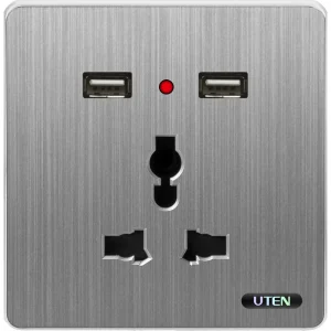 Bộ ổ cắm 3 chấu và 2 USB UTEN Series S300